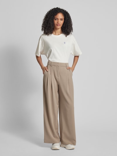 MSCH Copenhagen Flared Stoffhose mit Bundfalten Modell 'Henrika' Sand Melange 1