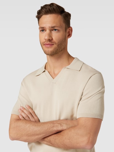 Selected Homme Poloshirt mit Viskose-Anteil in unifarbenem Design Beige 3