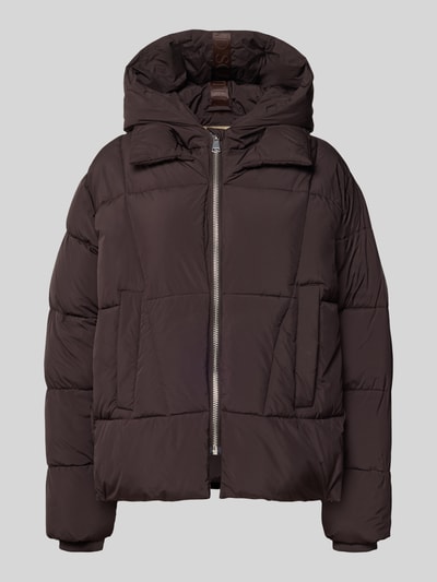 Smith and Soul Pikowana kurtka z kapturem i zamkiem błyskawicznym Ciemnobrązowy 1