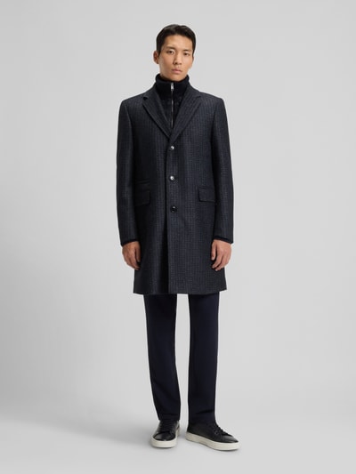 BOSS Płaszcz o kroju krój slim fit z domieszką wełny dziewiczej model 'H-HYDE-J-BIB-PAD-254' Granatowy 4