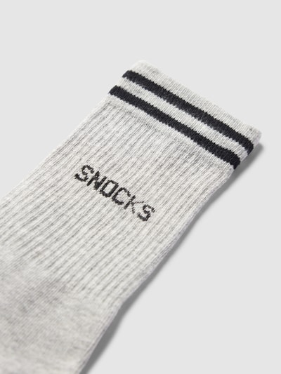 Snocks Socken mit Streifenmuster Modell 'Retro Sock' im 2er-Pack Hellgrau Melange 2