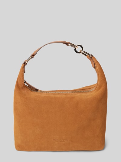 Marc O'Polo Crossbody Bag aus weichem Velours-Rindleder mit golden glänzenden Details Camel 2