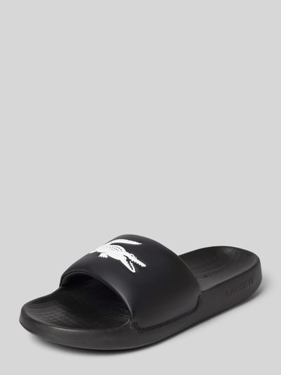 Lacoste Slides mit Label-Detail Modell 'CROCO' Black 1