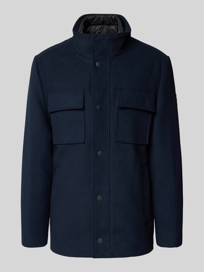 Tom Tailor Regular fit lange wollen jas met afneembare binnenkraag Donkerblauw - 2