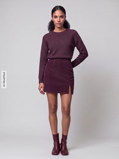 VERO MODA Nauwsluitende minirok van katoenmix model 'LULA' Donkerrood - 1