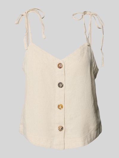 ICHI Top aus Leinen-Viskose-Mix mit Knopfleiste Beige 2