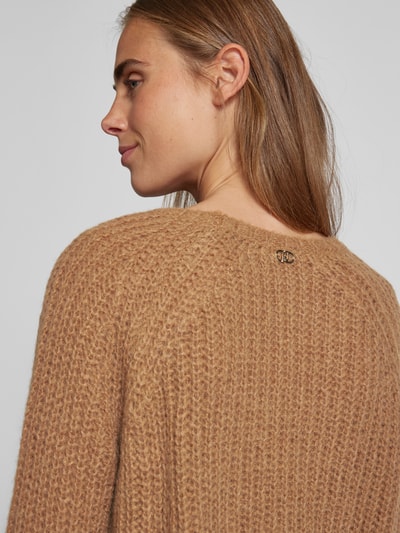 Liu Jo White Strickpullover mit Rundhalsausschnitt Cognac 3