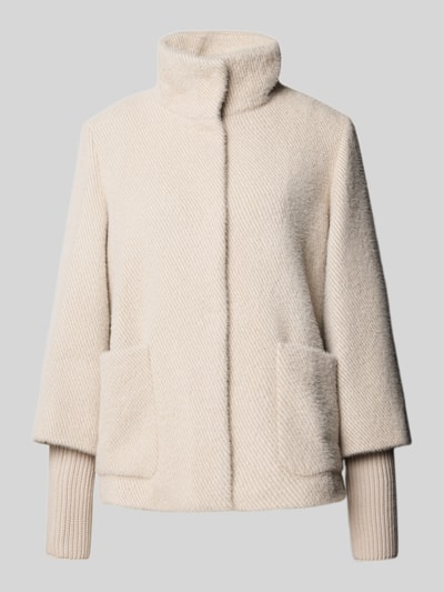 s.Oliver BLACK LABEL Regular Fit Webpelzjacke mit langen Rippstrick-Manschetten Sand 2