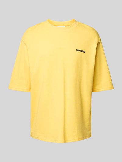 REVIEW Oversized T-Shirt mit Label-Print Pastellgelb 2