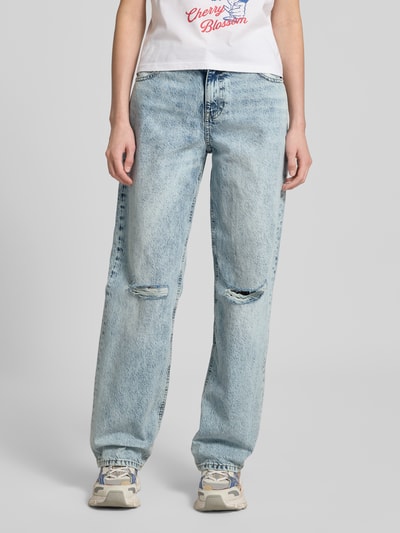 REVIEW Straight leg jeans in destroyed-look Bleu - 4
