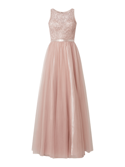 Luxuar Abendkleid aus Tüll mit Stickereien  Mauve 2