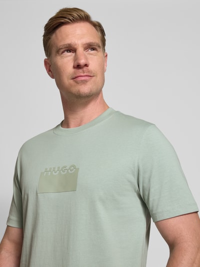 HUGO Regular fit T-shirt van katoenen jersey, model 'DELASTIO' Mintgroen - 3