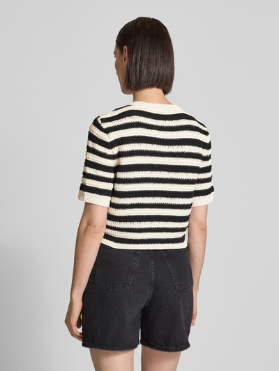 Gestuz Gebreid jack met ronde hals, model 'sailie' Zwart - 5