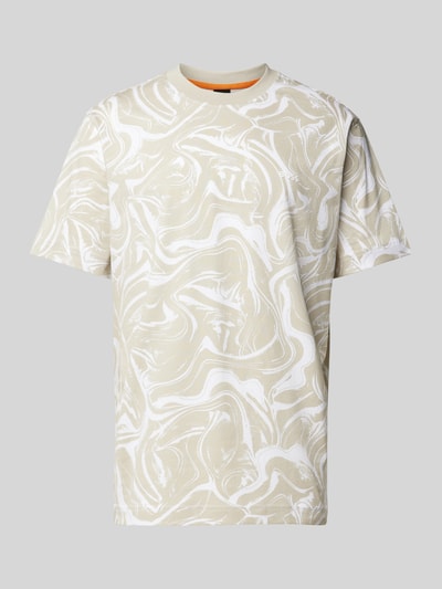 BOSS Orange T-shirt met all-over print, model 'Ocean' Beige - 2