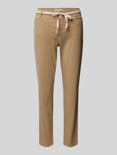 Rosner Slim fit stoffen broek met strikceintuur, model 'ALISA' Camel - 2