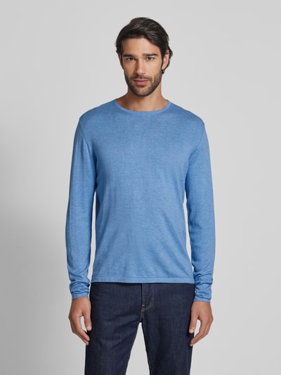 Christian Berg Men Strickpullover mit Rundhalsausschnitt Blau Melange 4