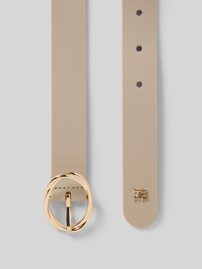 Tommy Hilfiger Pasek skórzany z owalną sprzączką Beżowy 3