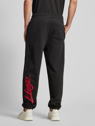 HUGO Loose fit sweatpants met tunnelkoord, model 'Dlogopante' Zwart - 5