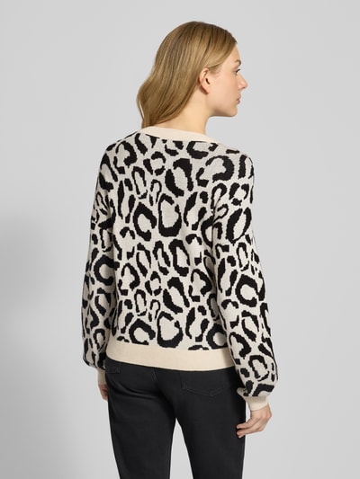 Vila Sweter z dzianiny z prążkowanymi wykończeniami model ‘TIP’ Beżowy 5