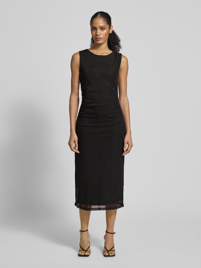 VILA Midikleid mit Rundhalsausschnitt Modell 'MINNA' Black 4