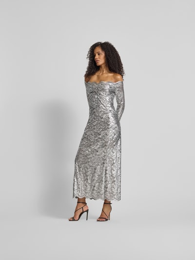 Rabanne Off-Shoulder-Kleid aus Spitze Hellgrau 1