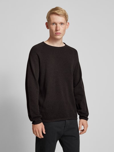 Jack & Jones Strickpullover mit Rundhalsausschnitt Modell 'EHILL' Dunkelbraun 4