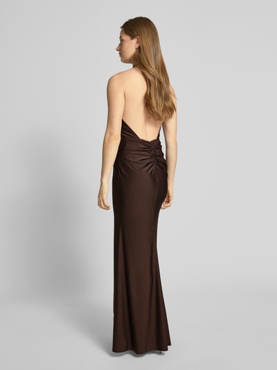 Laona Neckholder-Abendkleid mit Knotendetail und Gehschlitz Schoko 5
