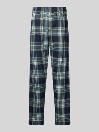 Produktfoto, Pyjamahose mit elastischem Bund und Kordelzug von Christian Berg Men, kariertes Muster in Blau, Grün und Weiß, reine Baumwolle, Straight Fit.