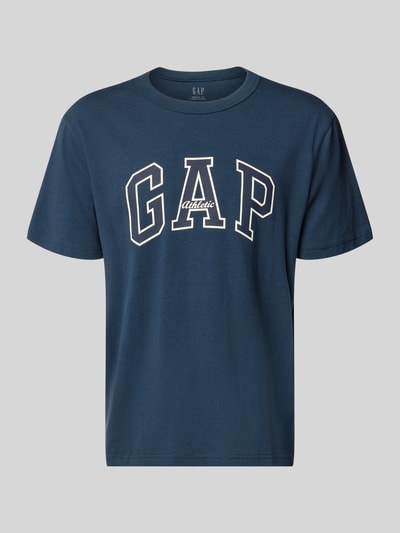 Produktfoto, T-Shirt mit Logo und Rundhalsausschnitt von GAP in Dunkelblau, Herren T-Shirt aus Reine Baumwolle, Regular-Fit, Logo, Rückenlänge 66 cm