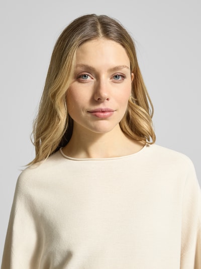 Vrouwenmodel draagt Strickpullover mit Rundhalsausschnitt Modell 'MEAMI' van Drykorn, puur katoen, relaxed fit, dames, nahaufnahme bovenlichaam