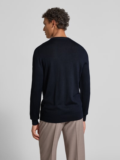 Christian Berg Men Regular fit shirt met lange mouwen van een mix van merinowol Marineblauw - 5