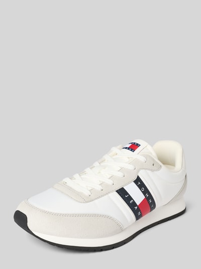 Produktfoto, Low Top Sneaker mit Label-Prägung Modell 'CLASSIC RUNNER' von Tommy Jeans für Herren in Unifarben, runde Schuhspitze, flache Absatzform, Leder-Besatz, Schnürung, strukturierte Sohle, Materialverarbeitung aus Nubuk