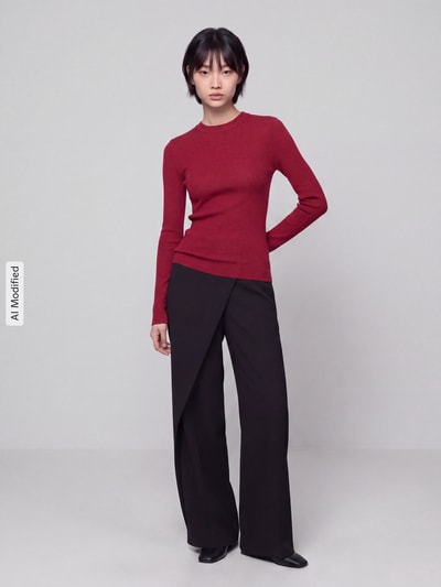 HUGO slim fit pullover van wolmix met lyocell-kasjmier-aandeel model 'Sallya' Donkerrood - 1