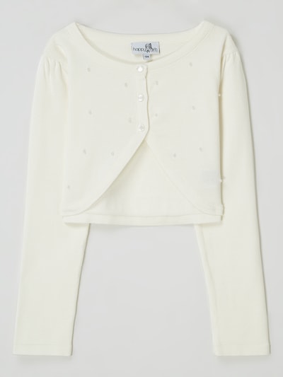 Happy Girls Cardigan mit Zierperlen Offwhite 1