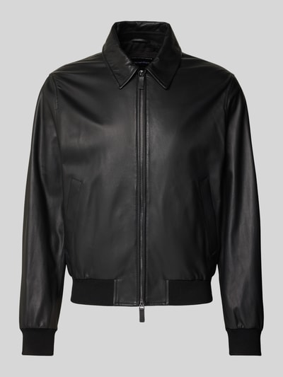 Emporio Armani Lederjacke mit Zweiwege-Reißverschluss Black 2