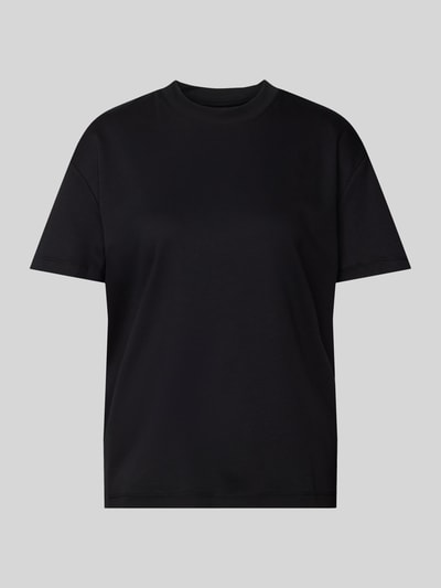 Stefanel T-Shirt mit geripptem Rundhalsausschnitt Black 2