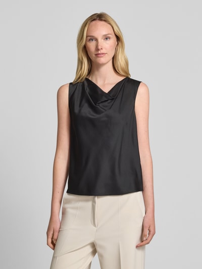 BOSS Regular Fit Seidenblusentop mit Wasserfall-Ausschnitt Black 4