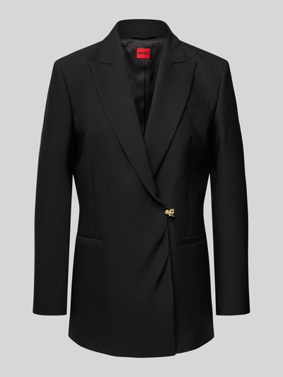 HUGO Getailleerde lange blazer met wikkellook, model 'AMEANE' Zwart - 2