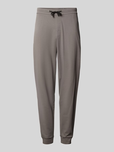 Christian Berg Men Relaxed fit sweatpants met gestileerde opening Steengrijs - 2