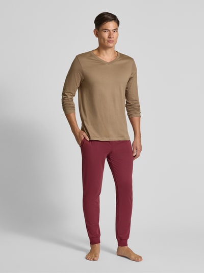 Schiesser Regular fit shirt met lange mouwen en V-hals Beige - 1