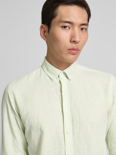 Lindbergh Regular Fit Freizeithemd aus Leinen-Baumwoll-Mix Mint 3