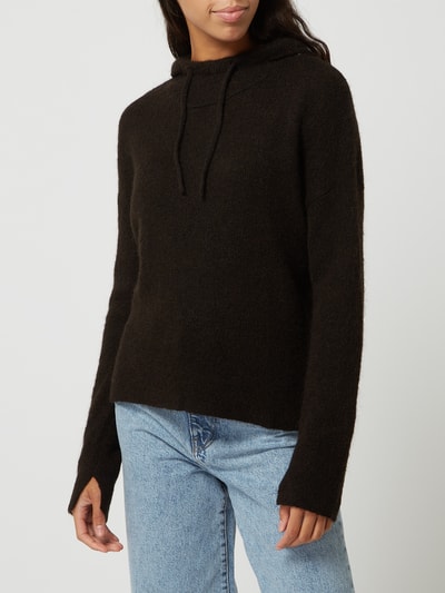 OPUS Sweter z dodatkiem wełny z alpaki model ‘Piotra’ Ciemnobrązowy 4