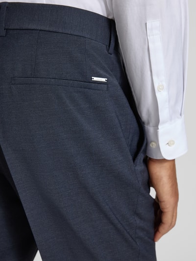 BOSS Slim fit pantalon van scheerwolmix, model 'GENIUS' Donkerblauw - 3