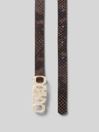 Produktfoto, Gürtel aus echtem Leder Modell 'NADINA-HU-GO-PG_SZ15' von HUGO im Animal-Muster mit goldfarbener Logo-Applikation, Optik:Allover-Muster.