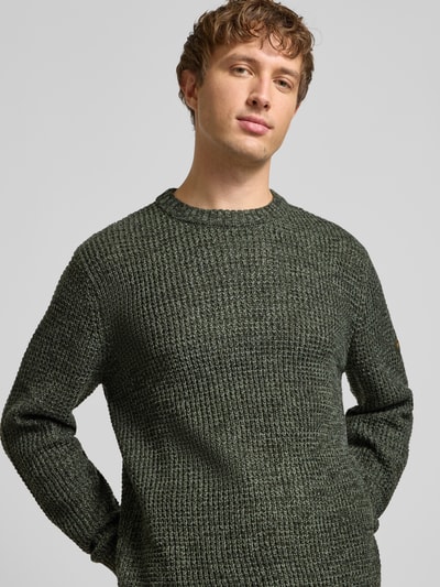 Jack & Jones Strickpullover mit gerippten Abschlüssen Modell 'LINK' Oliv Melange 3