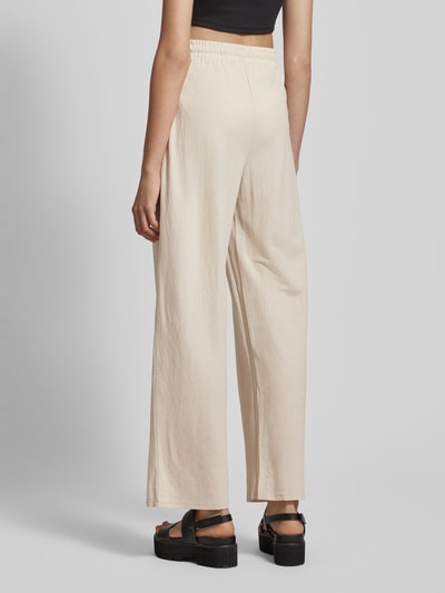 Only Wide leg stoffen broek met elastische band, model 'JANY' Beige - 5