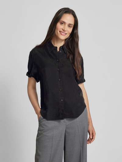 Mango Regular Fit Bluse aus Cupro-Viskose-Mix Black 4