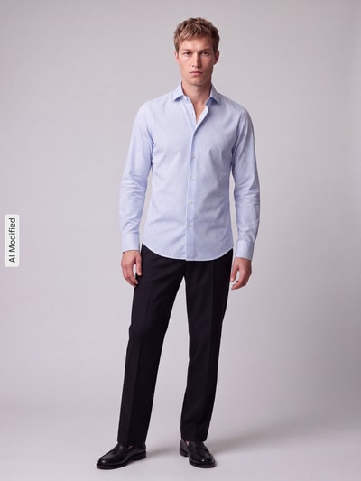 Jake*s Slim Fit Businesshemd mit Rückenpasse Bleu 1