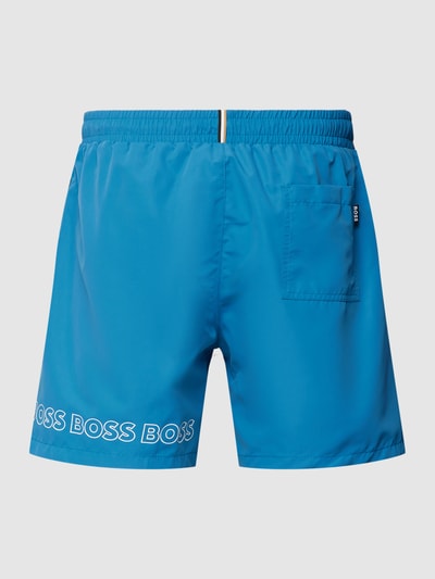 BOSS Badehose mit Label-Print Modell 'Dolphin' Jeansblau 3