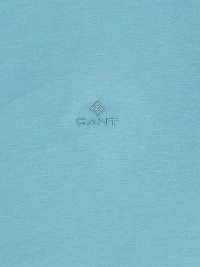 Gant T-shirt z detalem z logo  Turkusowy 4